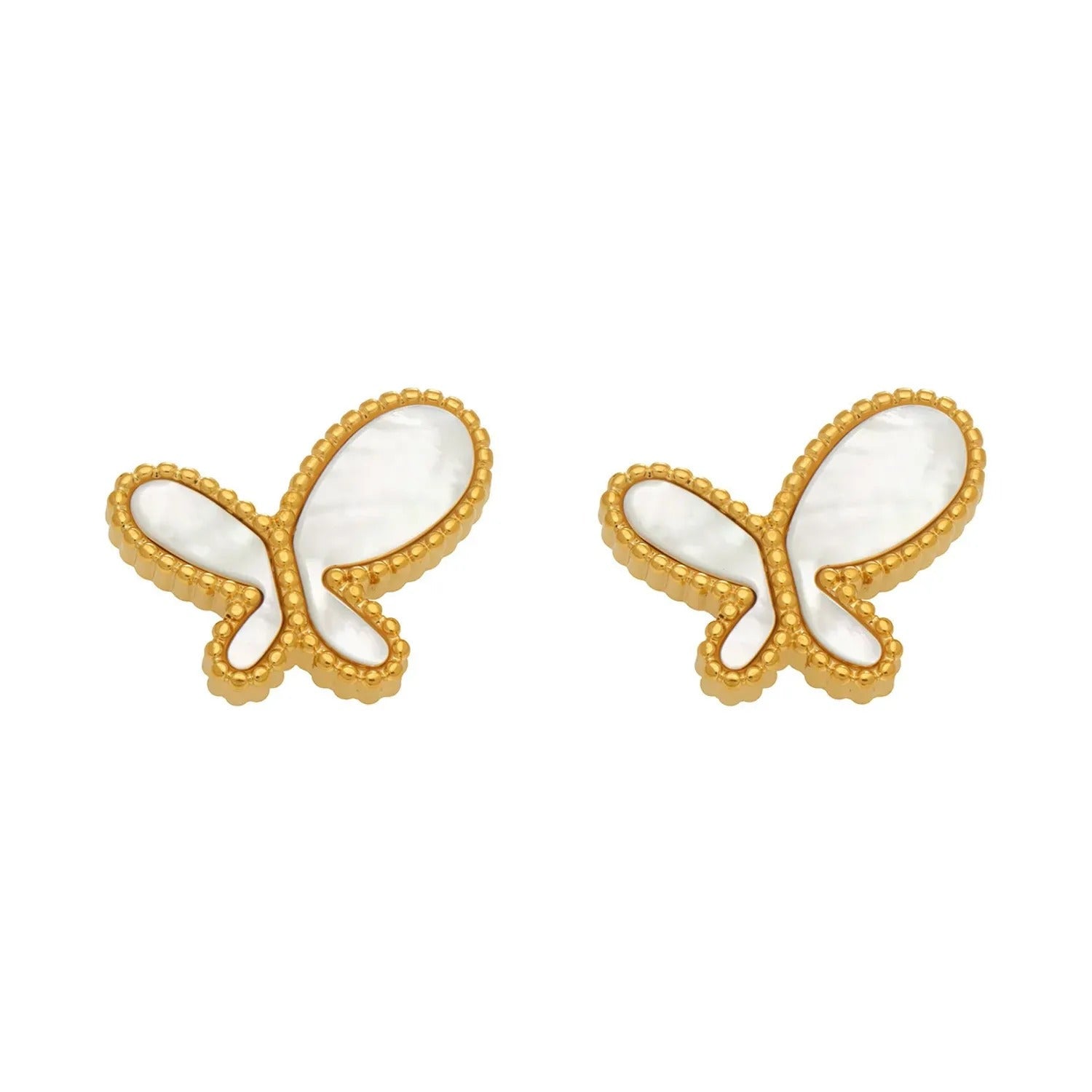 June Moshang Mother-of-Pearl Butterfly Stud Earrings