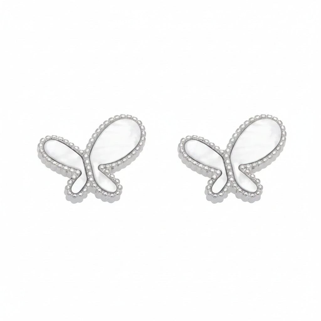 June Moshang Mother-of-Pearl Butterfly Stud Earrings