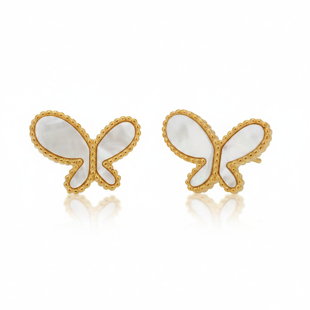 June Moshang Mother-of-Pearl Butterfly Stud Earrings