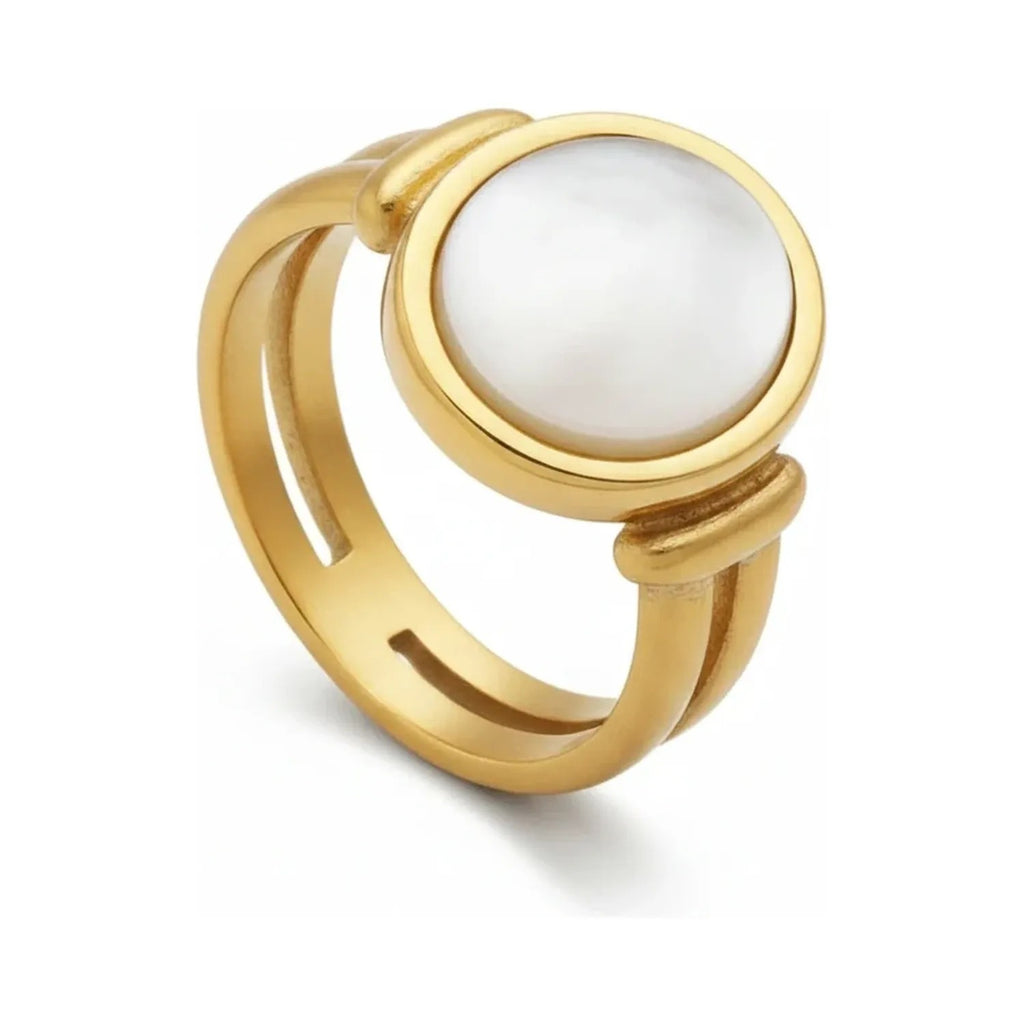June Moshang White Shell Round Ring