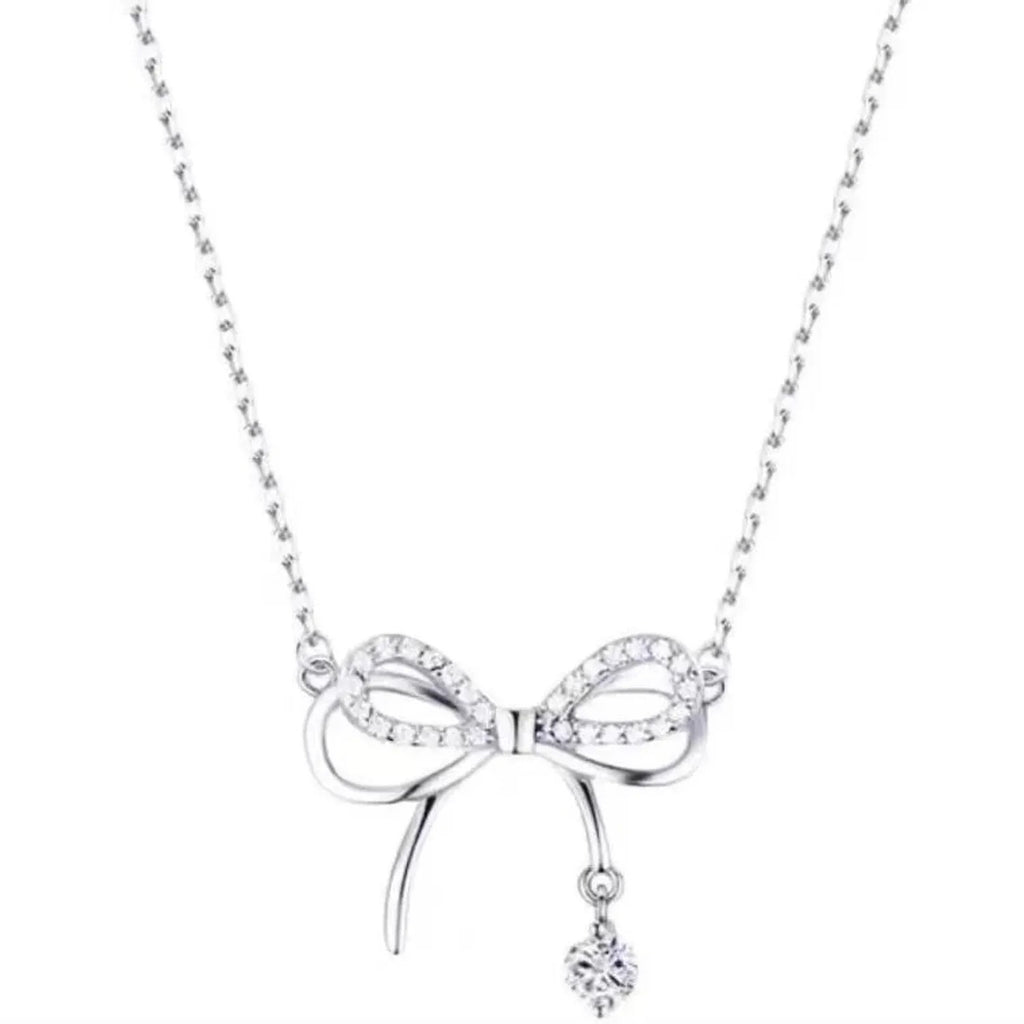 Junyi Double-Layer Teardrop Bow Necklace