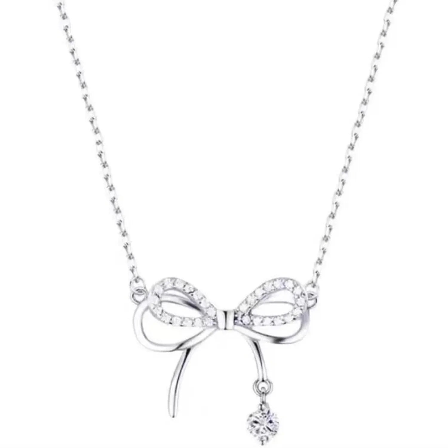 Junyi Double-Layer Teardrop Bow Necklace