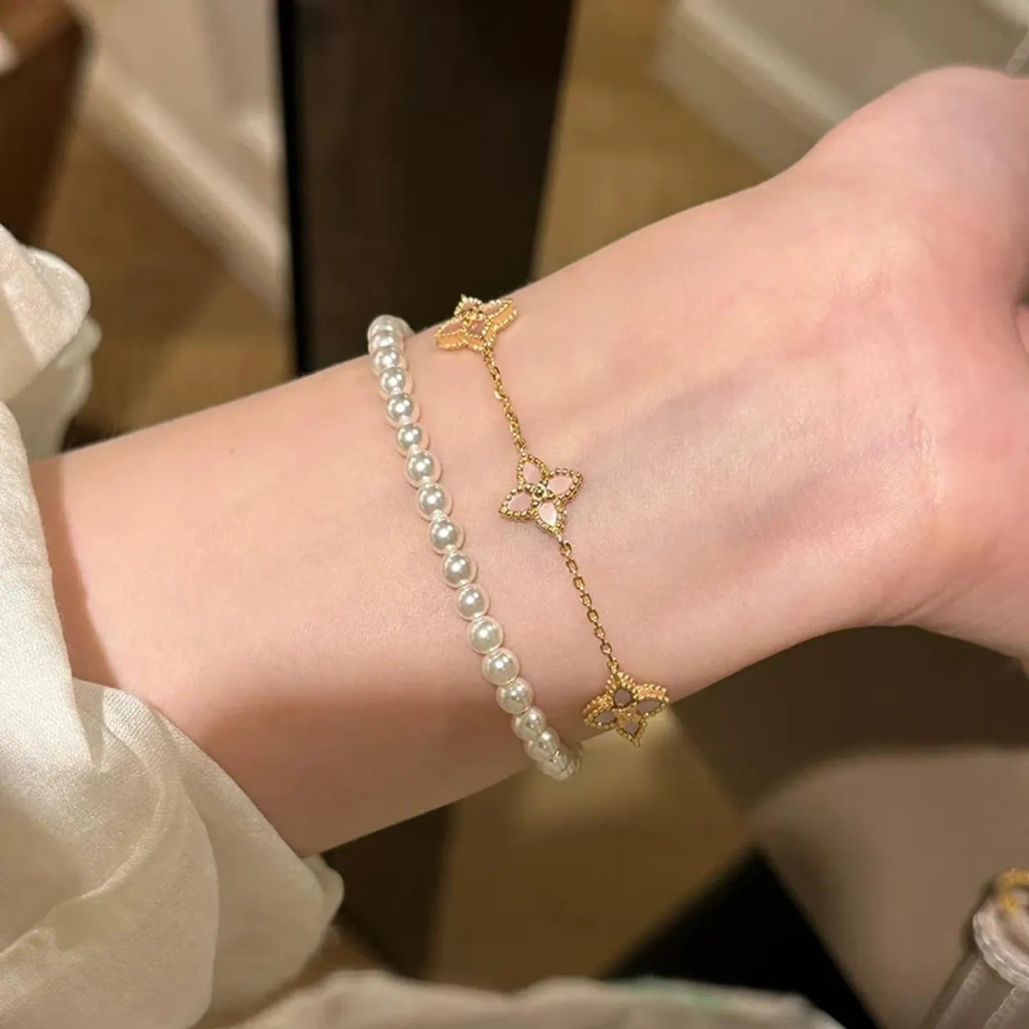 Kaitin Jewelry Mother-of-Pearl Flower Bracelet