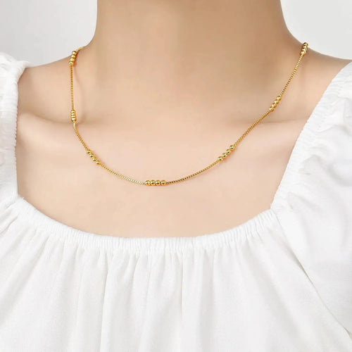 Kaiyado — 24K Gold Electroplated Titanium Steel M-Clasp Bead Chain Clavicle Necklace