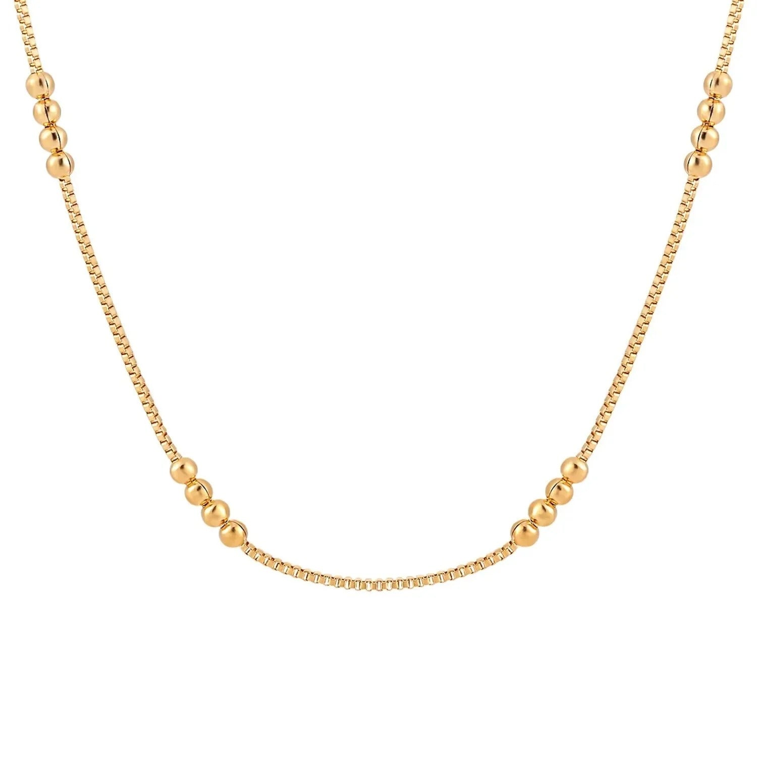 Kaiyado — 24K Gold Electroplated Titanium Steel M-Clasp Bead Chain Clavicle Necklace