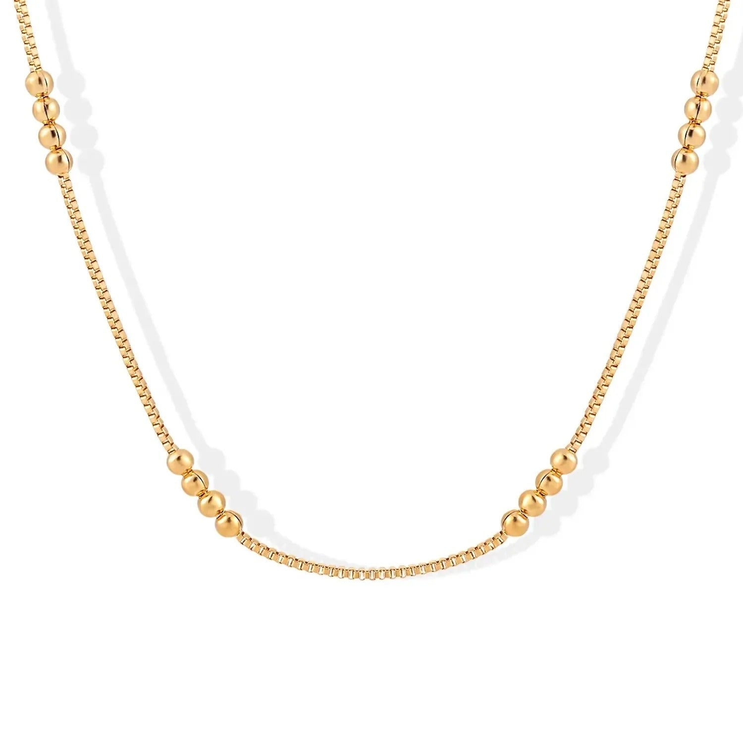 Kaiyado — 24K Gold Electroplated Titanium Steel M-Clasp Bead Chain Clavicle Necklace