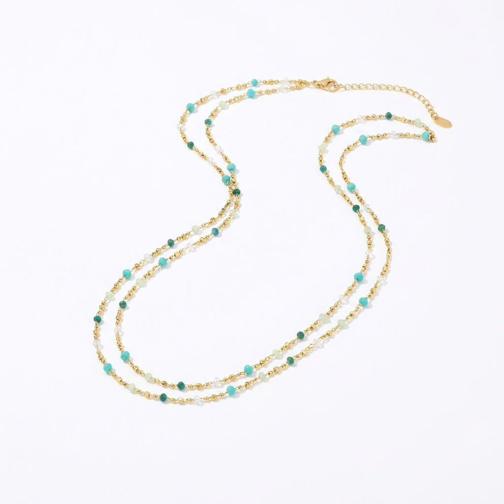 Korean Retro Natural Stone Beaded Necklaces for Women - Fine & Thick Strand Clavicle Chain