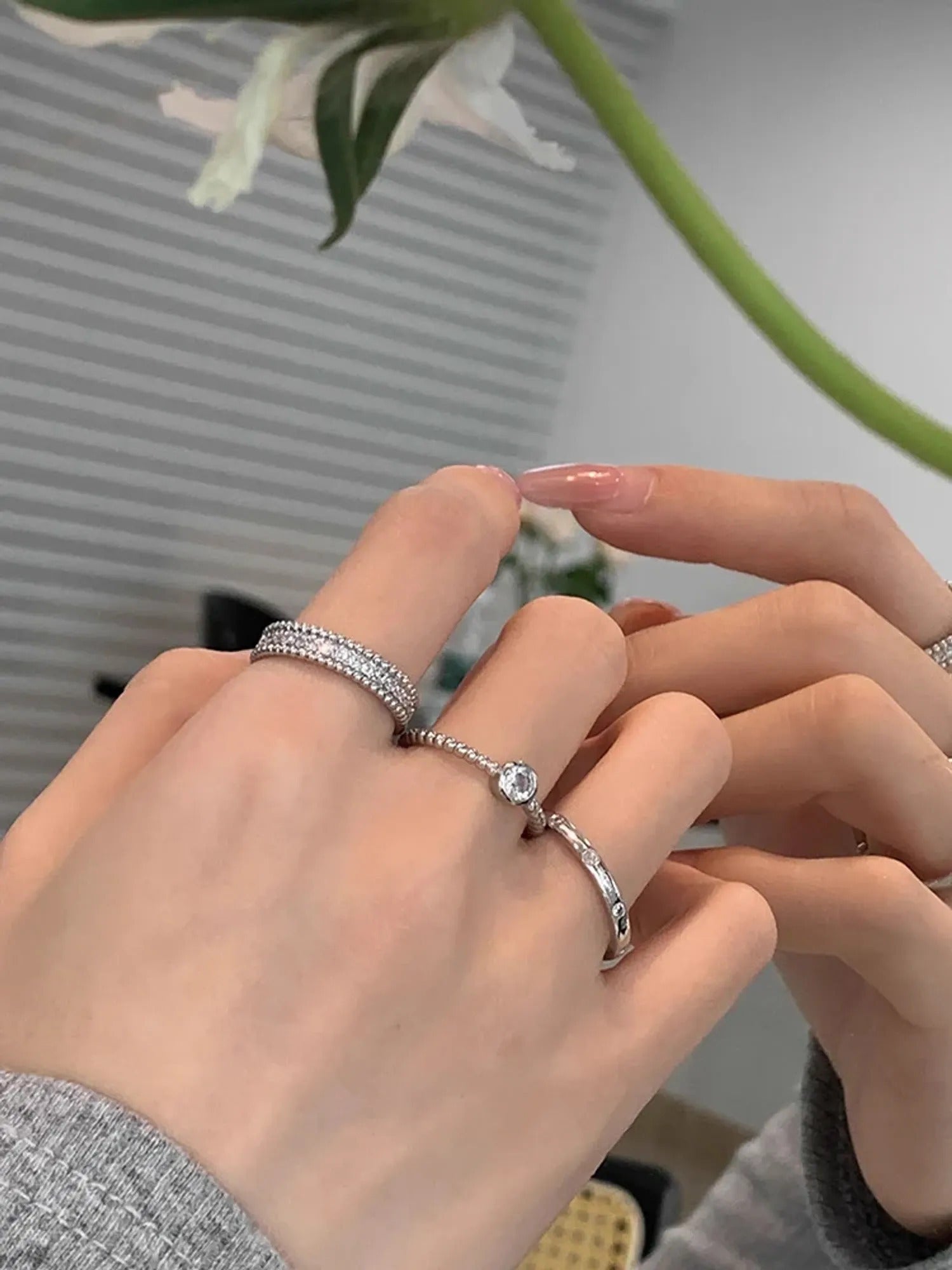 Korean Rhinestone Open Ring — Minimalist Elegant 2023