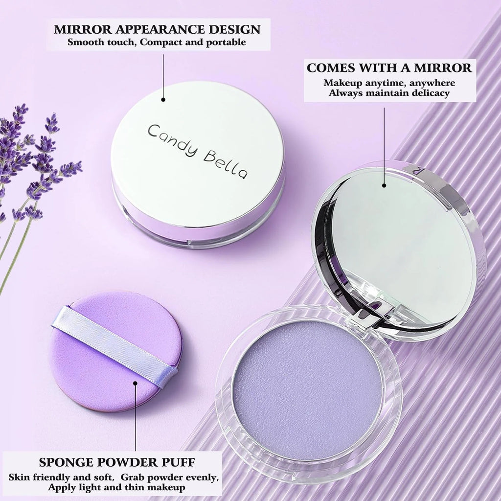 Korean Skin Care — Gel-Like Formula Oil-Control Primer & Setting Powder, Polvos Compactos Matte Powder for Silky Blurring Oil Control, Lavender Blurring Powder