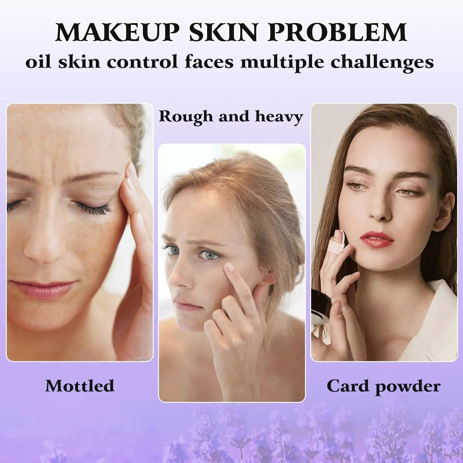 Korean Skin Care — Gel-Like Formula Oil-Control Primer & Setting Powder, Polvos Compactos Matte Powder for Silky Blurring Oil Control, Lavender Blurring Powder