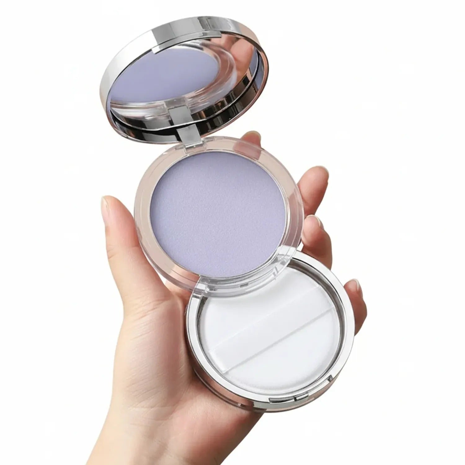 Korean Skin Care — Gel-Like Formula Oil-Control Primer & Setting Powder, Polvos Compactos Matte Powder for Silky Blurring Oil Control, Lavender Blurring Powder
