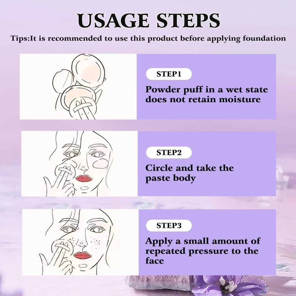 Korean Skin Care — Gel-Like Formula Oil-Control Primer & Setting Powder, Polvos Compactos Matte Powder for Silky Blurring Oil Control, Lavender Blurring Powder