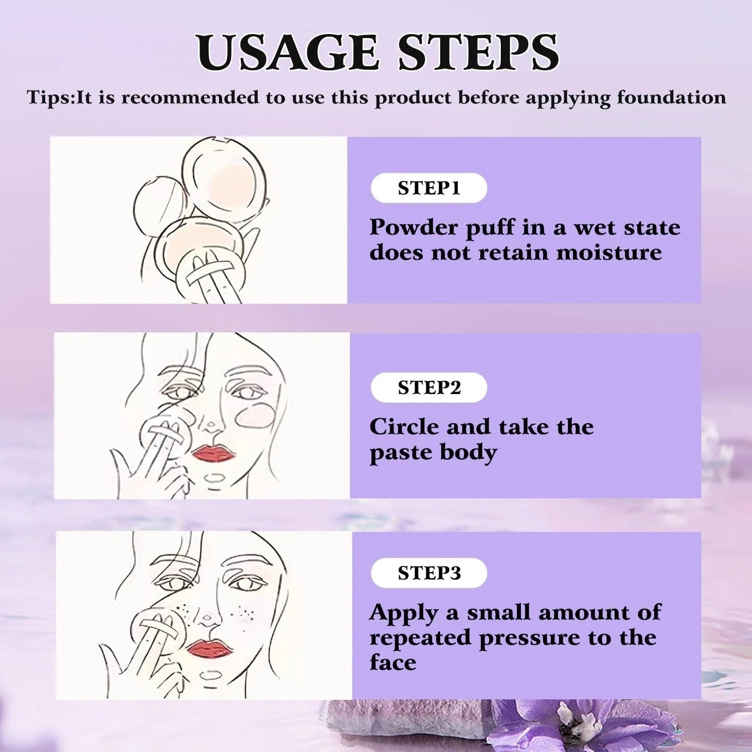 Korean Skin Care — Gel-Like Formula Oil-Control Primer & Setting Powder, Polvos Compactos Matte Powder for Silky Blurring Oil Control, Lavender Blurring Powder