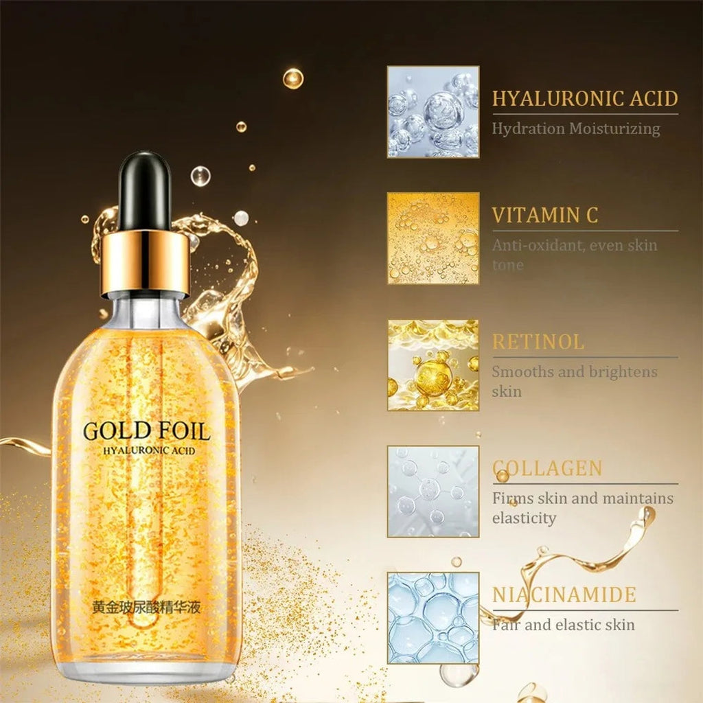 Korean Skin Care — Korean Skin Care 24K Gold & Hyaluronic Acid Face Serum - Anti-Aging Brightening Facial Essence
