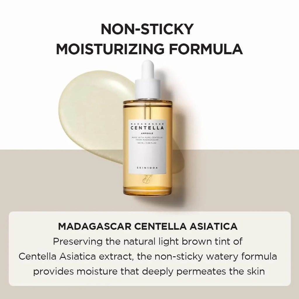 Korean Skin Care — Madagascar Centella Asiatica Ampoule Facial Serum 1.85 Fl.Oz, 55Ml, Soothes Acne Prone and Sensitive Skin