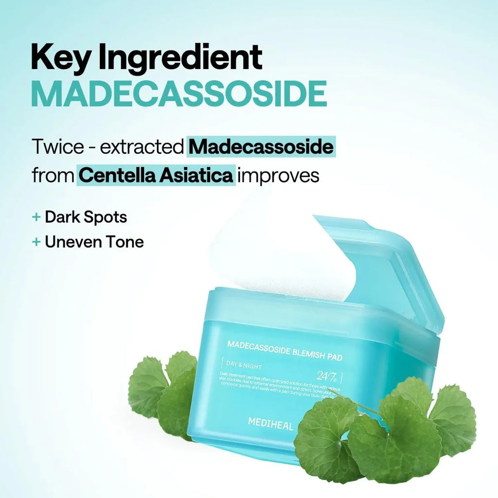 Korean Skin Care — Madecassoside Toner Pads - with Centella Asiatica to Treat Blemishes and Improve Uneven Skin Tone - Vegan Gauze Fabric