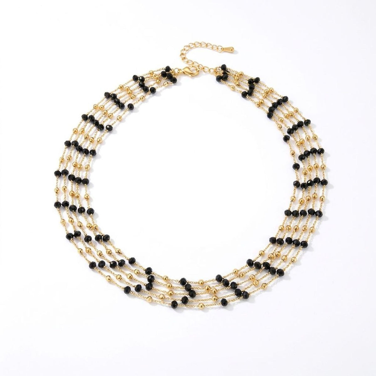 Layered Black Spinel Choker Necklace | Clavicle Jewelry