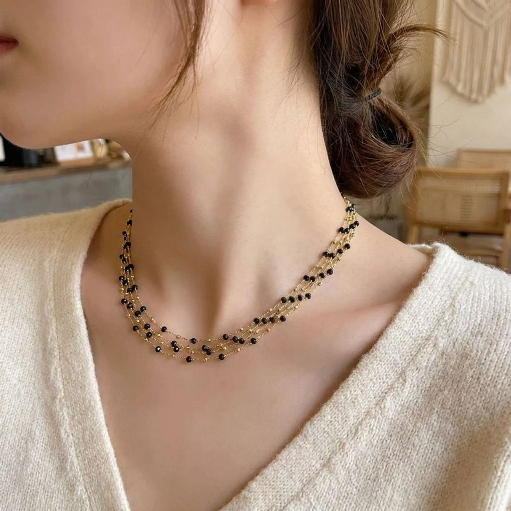 Layered Black Spinel Choker Necklace | Clavicle Jewelry — lifestyle