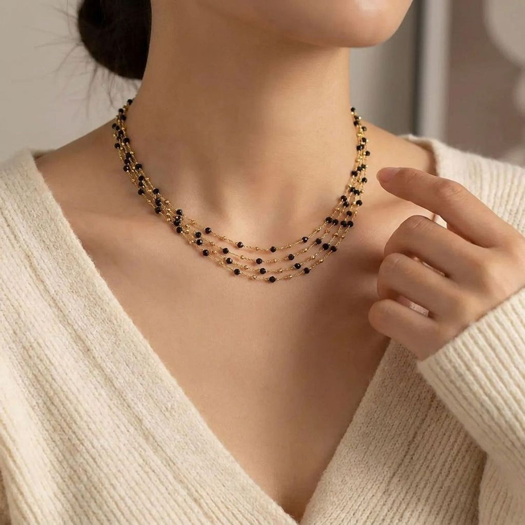 Layered Black Spinel Choker Necklace | Clavicle Jewelry — lifestyle