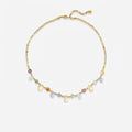 Layered Natural Stone & Crystal Teardrop Pendant Necklace Set - 18K Gold Plated Necklaces for Women