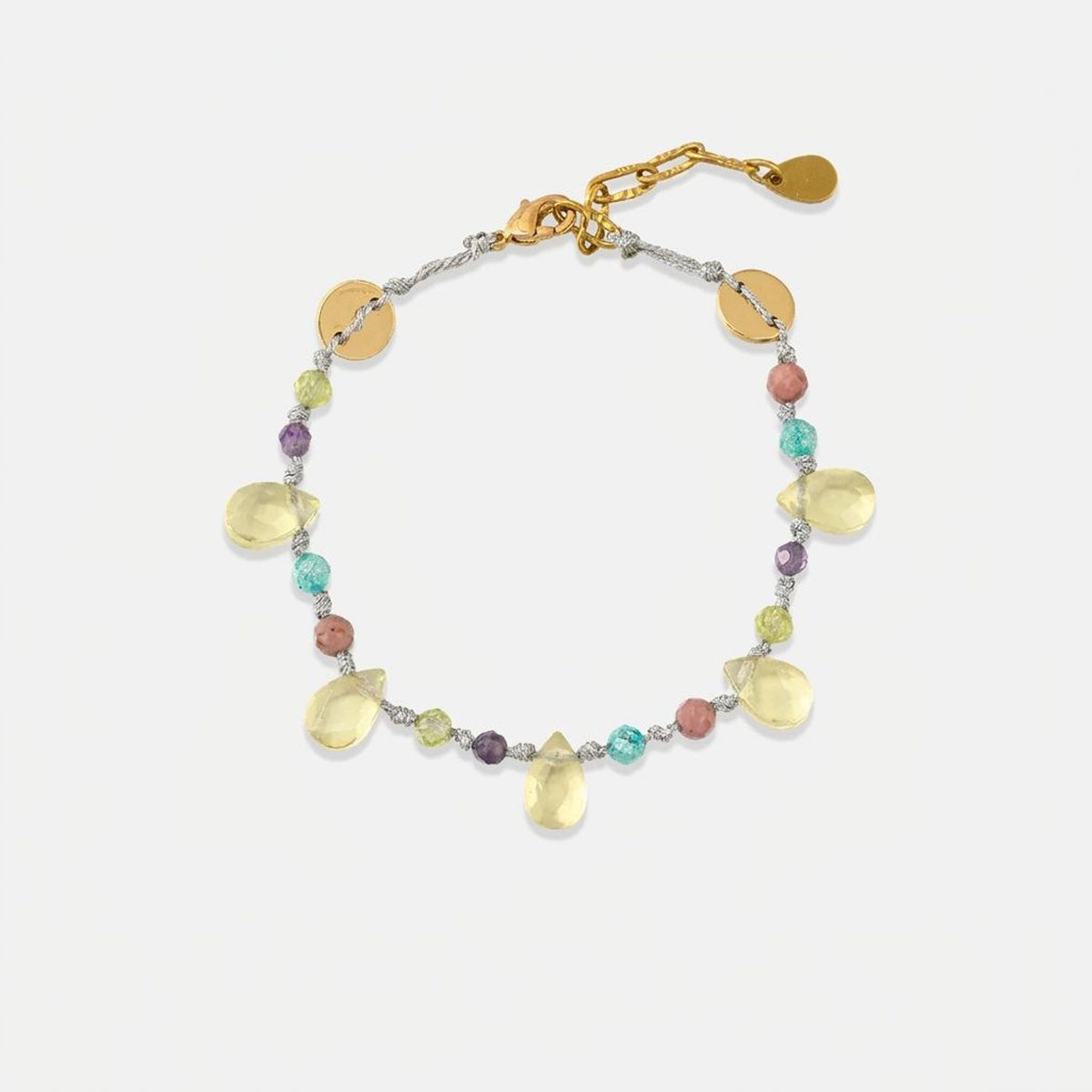 Layered Natural Stone & Crystal Teardrop Pendant Necklace Set - 18K Gold Plated Necklaces for Women