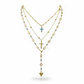 Layered Y-Shape Heart Pendant Necklace Set, Gold Tone 2-Piece Gold Chain