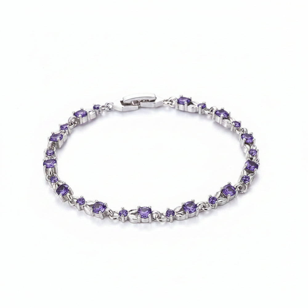 Linda's Look Amethyst Glow Zirconia Tennis Bracelet - 24 Graduated Purple Stones