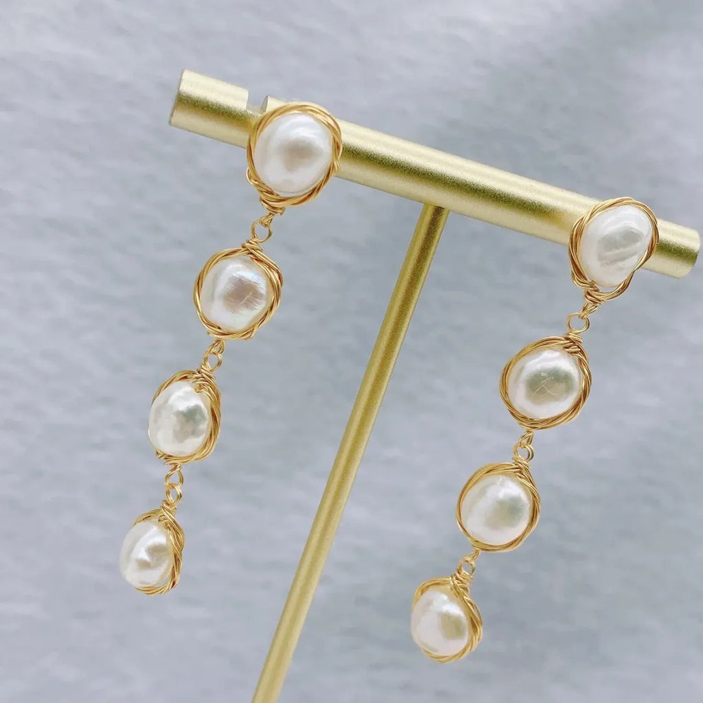 Linda's Look Baroque Pearl Drop Earrings - Handmade Freshwater Pearls on Sterling Silver Posts