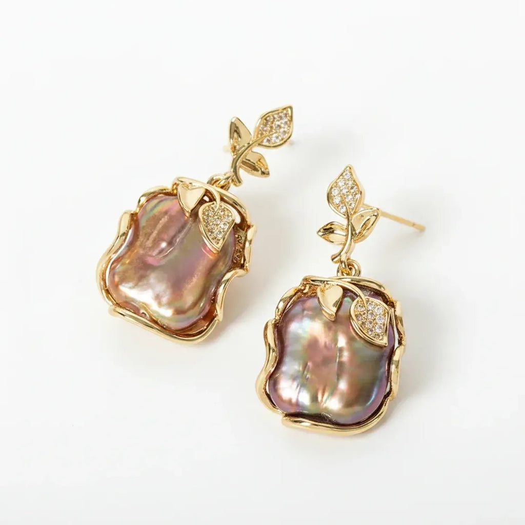 Linda's Look Baroque Pearl Jewelry Set in Purple with 925 Sterling Silver Posts