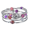 Linda's Look Bohemian Four-Wrap Beaded Bracelet - Natural Stone Beads, Sixteen Stones