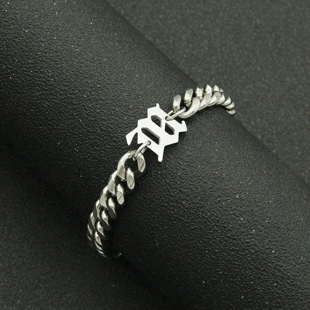 Linda's Look Bold Cuban Link Chain - Silver Titanium Steel Necklace and Bracelet