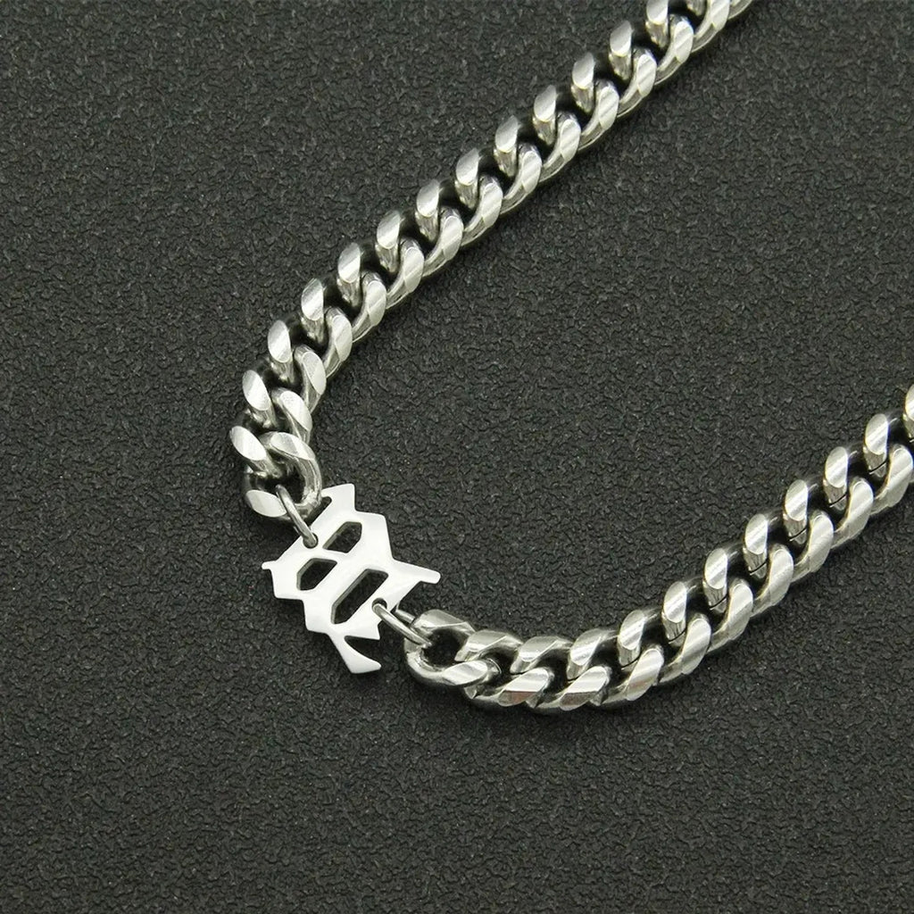 Linda's Look Bold Cuban Link Chain - Silver Titanium Steel Necklace and Bracelet