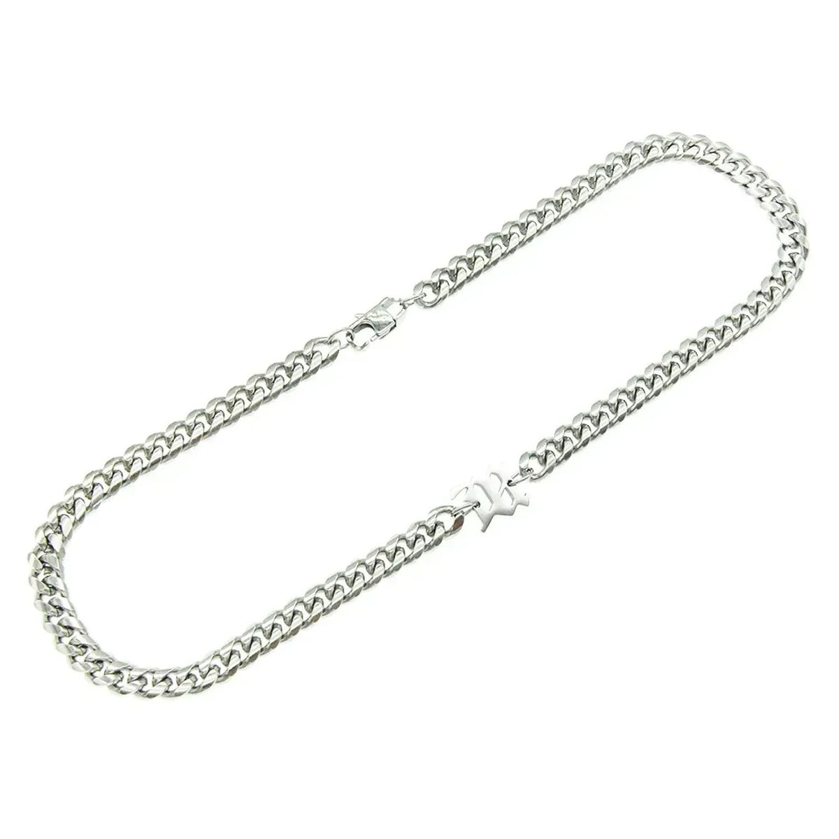 Linda's Look Bold Cuban Link Chain - Silver Titanium Steel Necklace and Bracelet