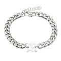 Linda's Look Bold Cuban Link Chain - Silver Titanium Steel Necklace and Bracelet