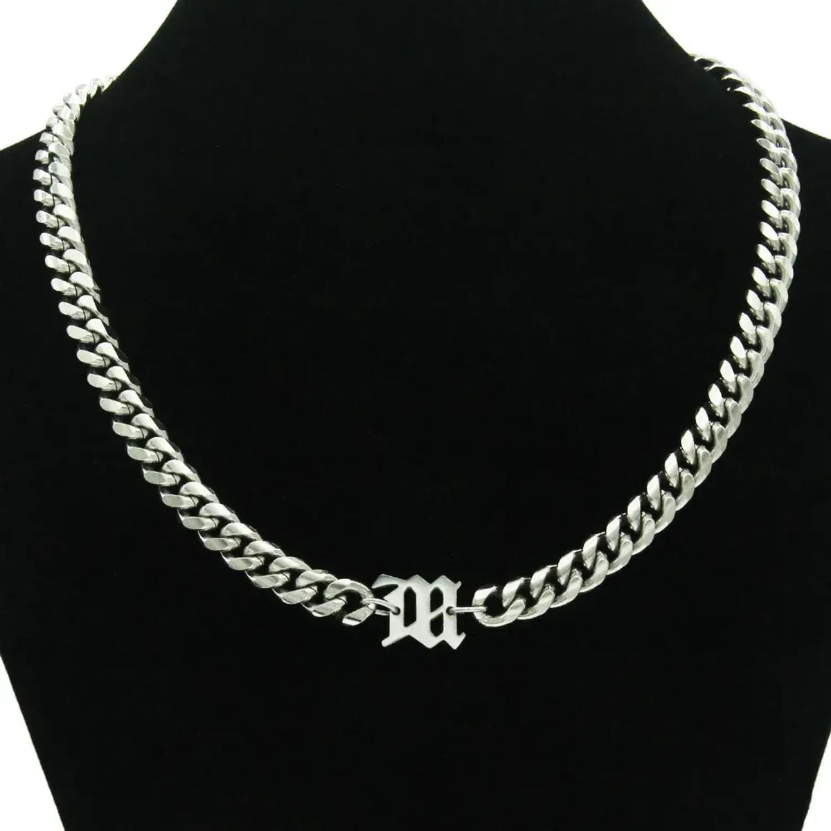 Linda's Look Bold Cuban Link Chain - Silver Titanium Steel Necklace and Bracelet