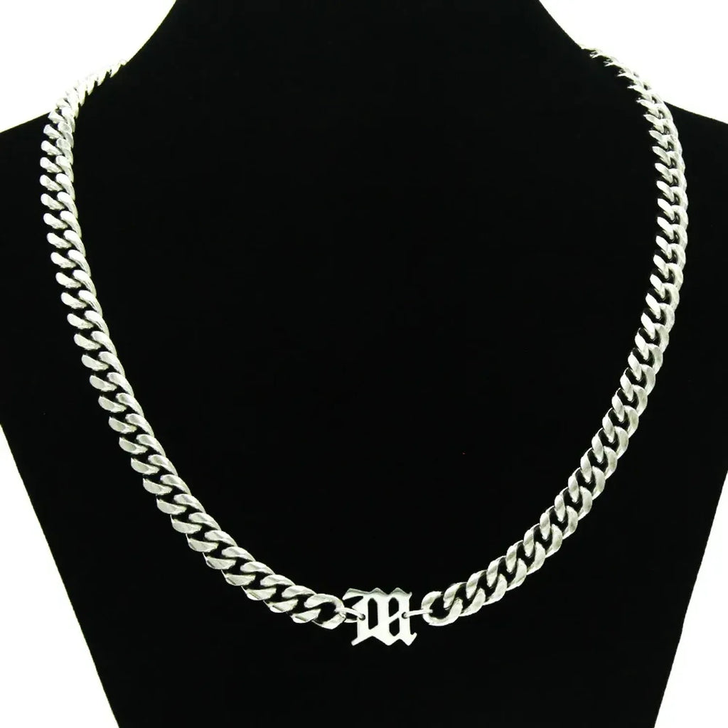Linda's Look Bold Cuban Link Chain - Silver Titanium Steel Necklace and Bracelet