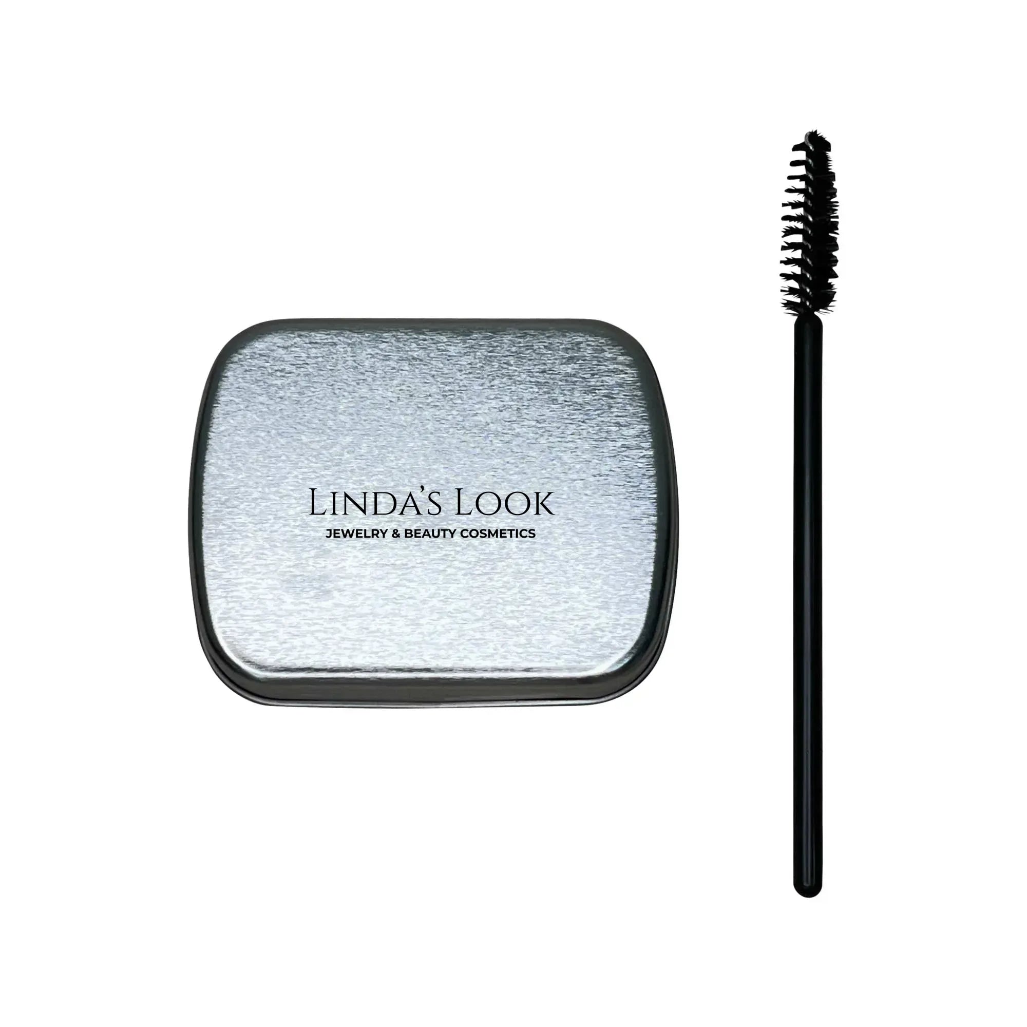 Linda's Look Brow Soap in Clear, clear olive oil brow styling soap pot closed, front view on white background