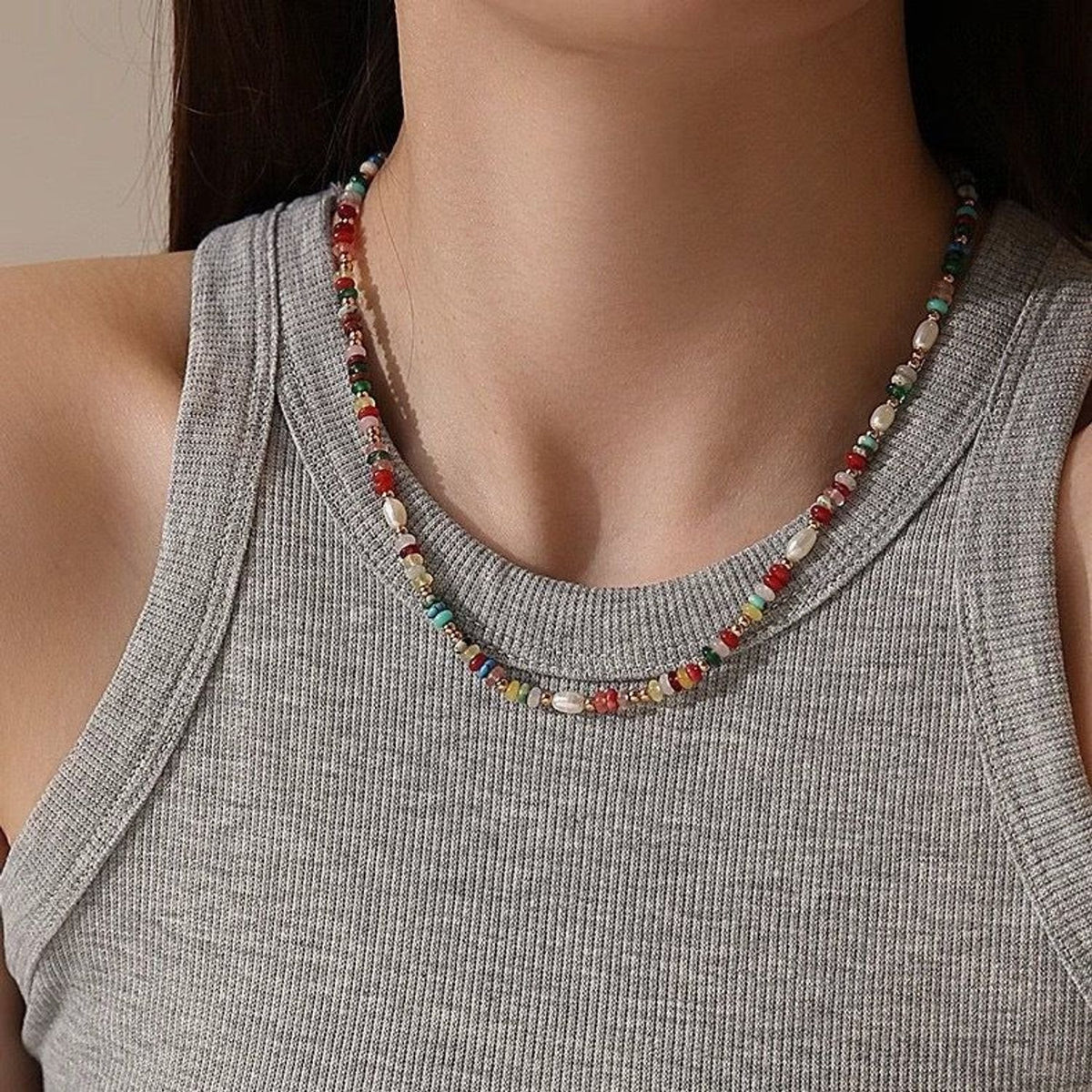 Linda's Look Candy Stone and Pearl Beaded Set - Freshwater Pearls, Natural Stone and Glass