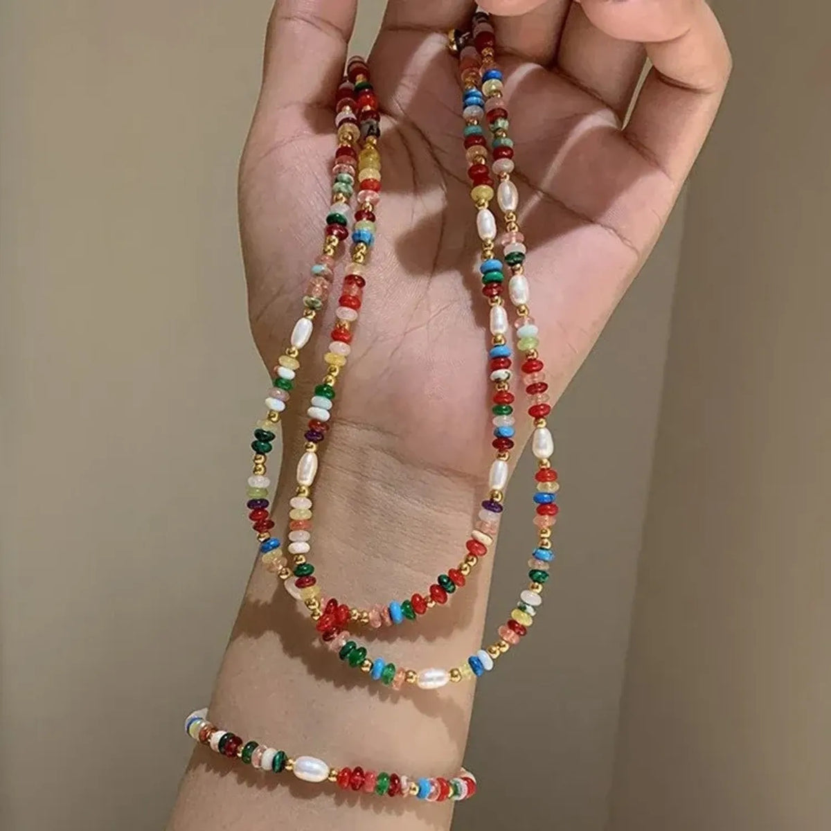 Linda's Look Candy Stone and Pearl Beaded Set - Freshwater Pearls, Natural Stone and Glass