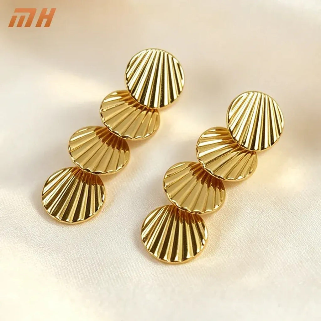Linda's Look Cascading Circle Tassel Earrings - Polished 304 Stainless Steel Long Drops