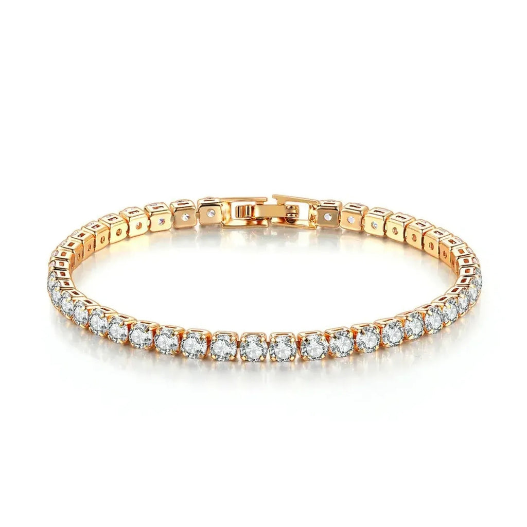Classic 4mm Cubic Zirconia Tennis Bracelet - Gold & White Gold