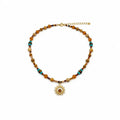 Linda's Look Colorful Gemstone Beaded Necklace with Tiger's Eye and Turquoise