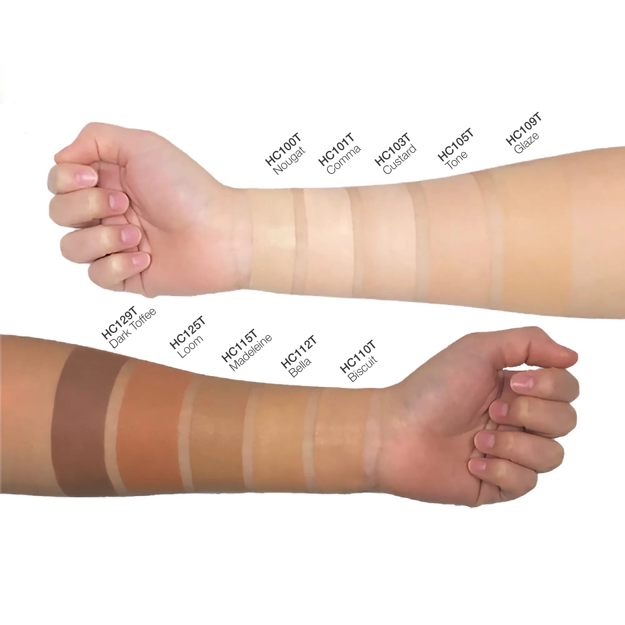 Linda's Look Concealing Cream in Custard, arm swatch of the concealer shade blended on skin