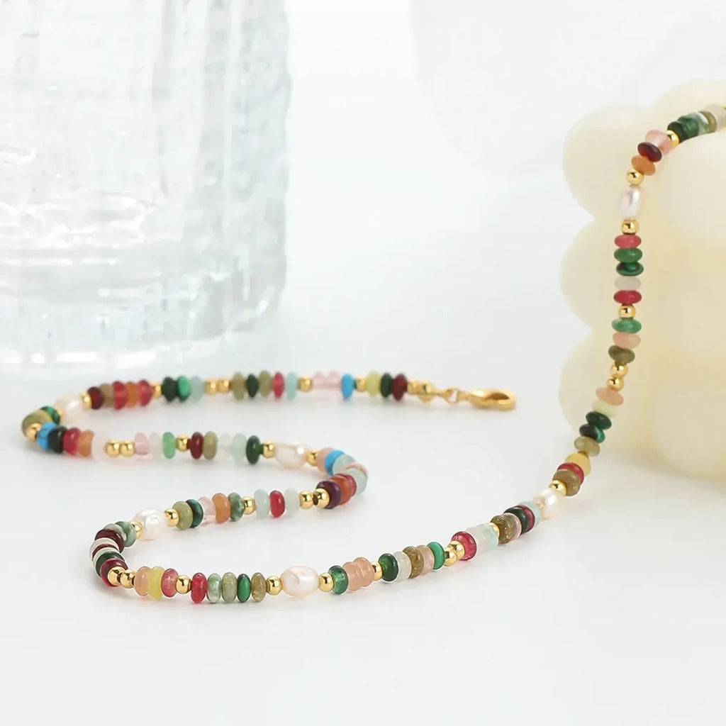 Confetti Tourmaline & Freshwater Pearl Hand-Knotted Strand - Necklace or Bracelet