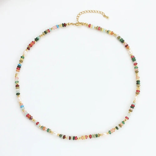 Confetti Tourmaline & Freshwater Pearl Hand-Knotted Strand - Necklace or Bracelet