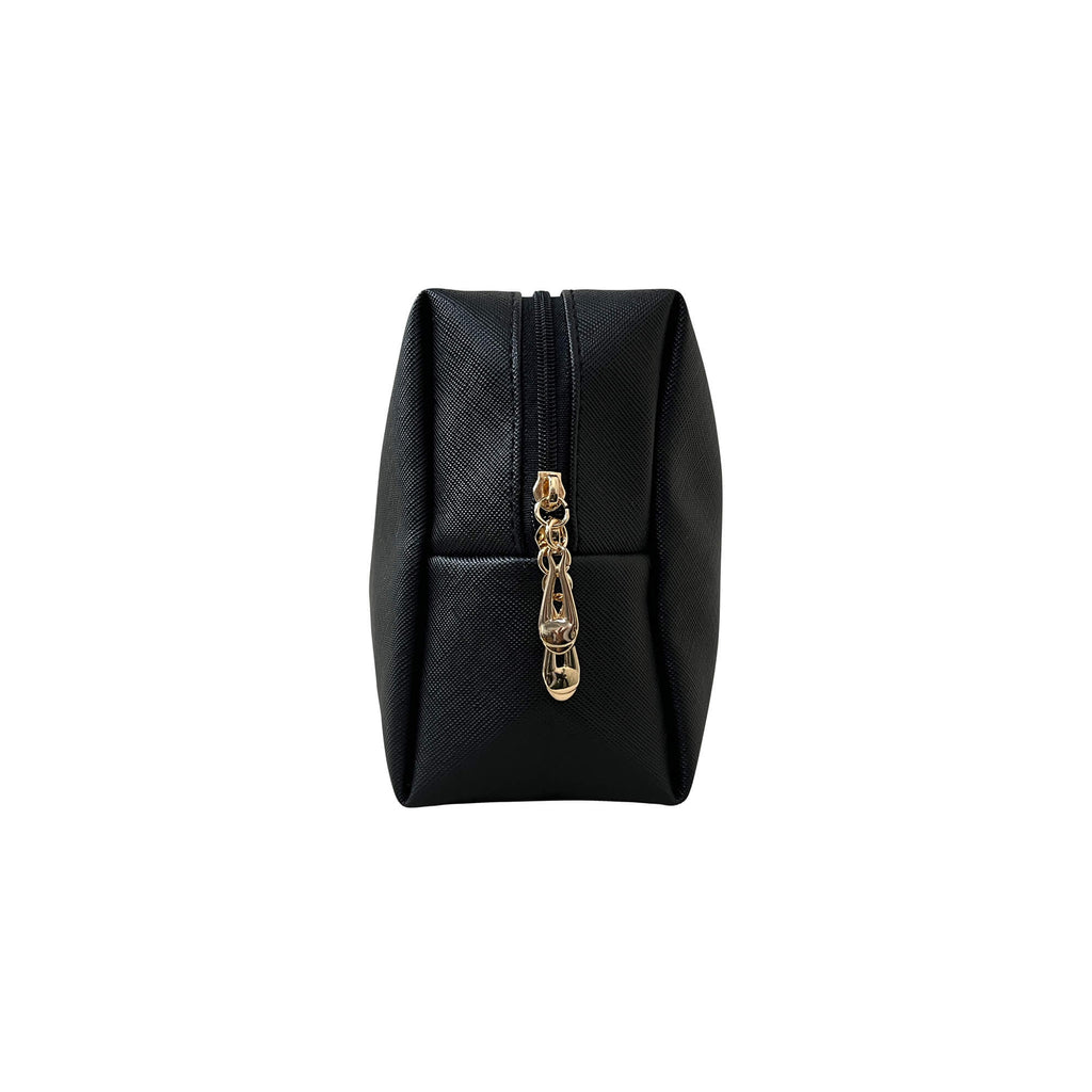 Linda's Look Everywhere Makeup Bag, side view of the makeup bag wipeable waterproof exterior