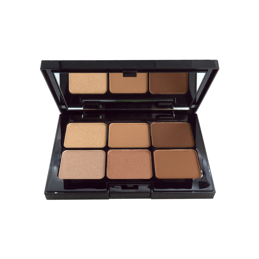 Linda's Look Eyeshadow Palette in Caramel Kiss, eyeshadow palette open showing all six warm neutral shades