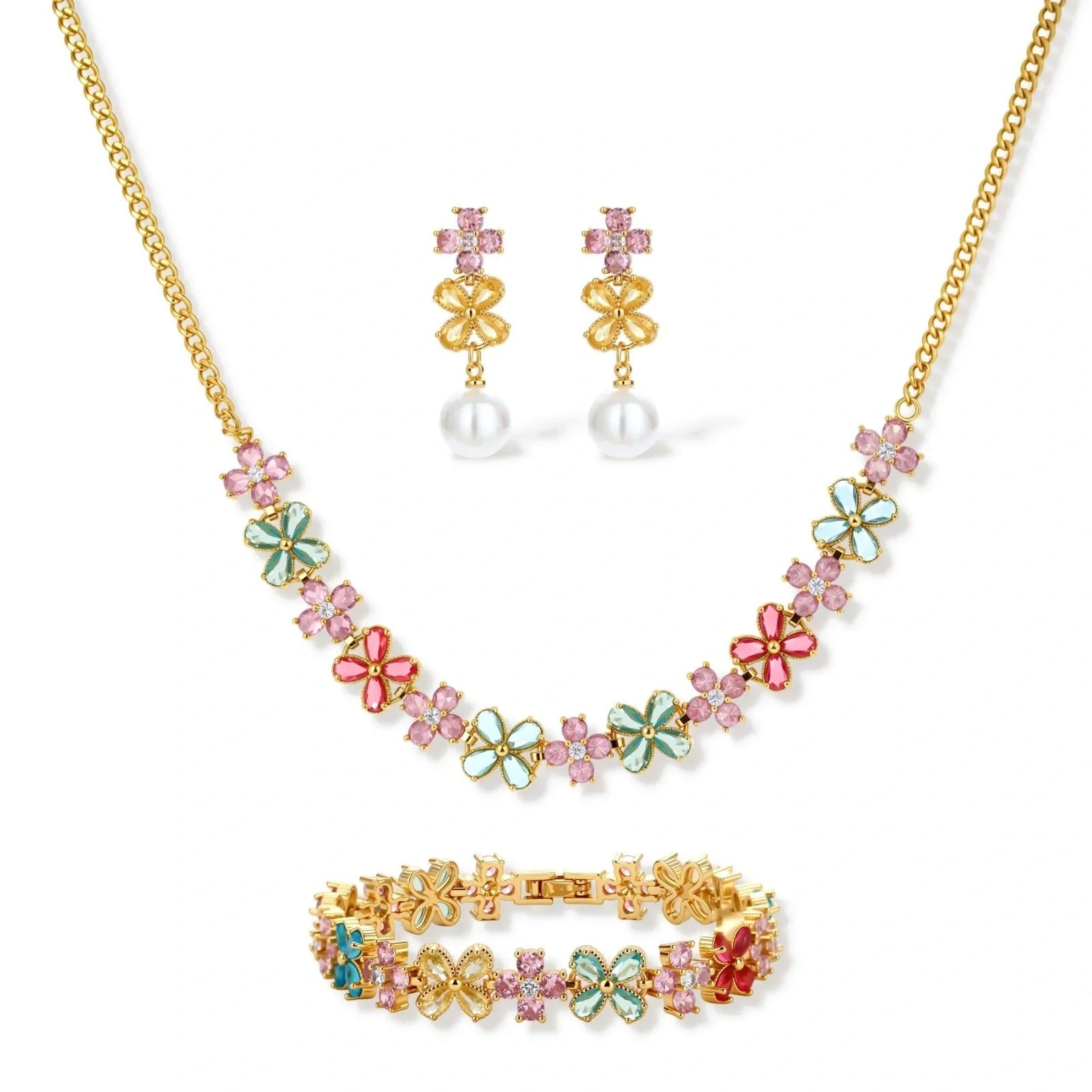 Linda's Look — Garden Bloom Jewelry Set by Linda's Look