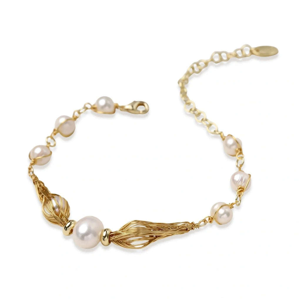 Linda's Look — Golden Spiral Pearl Bracelet by Linda's Look