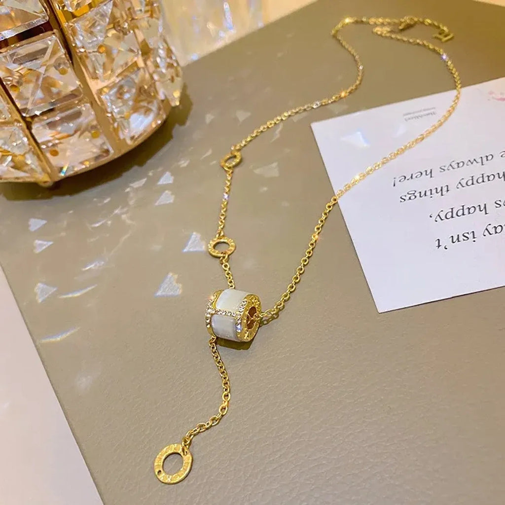 Linda's Look Hourglass Cat's Eye Pendant Necklace - Gold Tone Delicate Choker